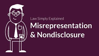 Misrepresentation and Nondisclosure  Contracts  Defenses amp Excuses [upl. by Neeruam]