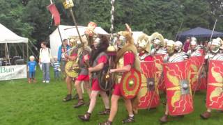 Roman Reenactment at the Amphitheatre in Caerleon Marching In [upl. by Adnawak]