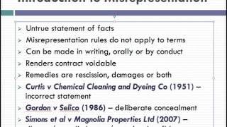 Misrepresentation Lecture 1 of 4 [upl. by Neehcas]